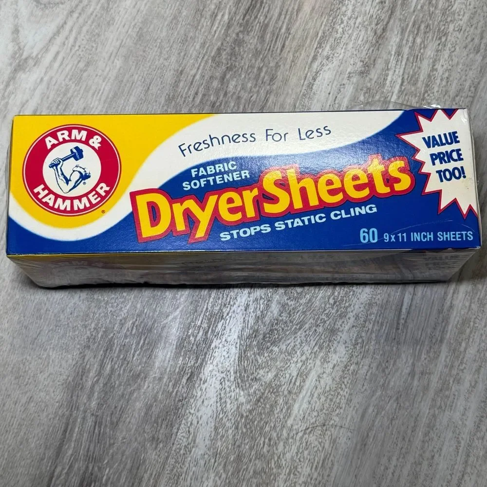 Vintage Arm & Hammer Fabric Softener Dryer Sheet Roll ~‎ 60 Pack ~ New Old Stock